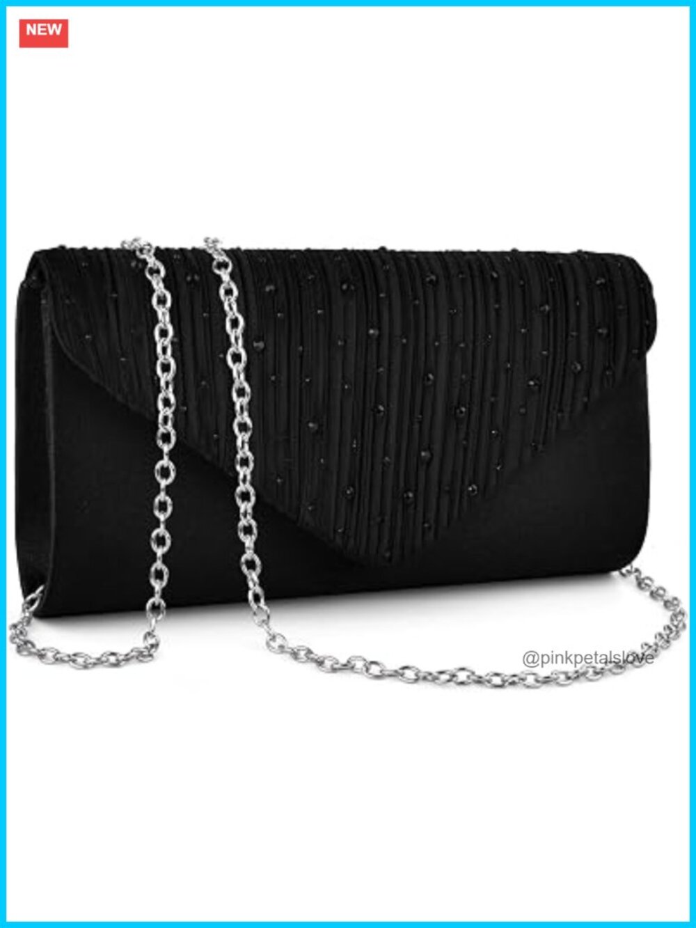 Satin Envelope Clutch Purse with Rhinestones Formal Crossbody Bag